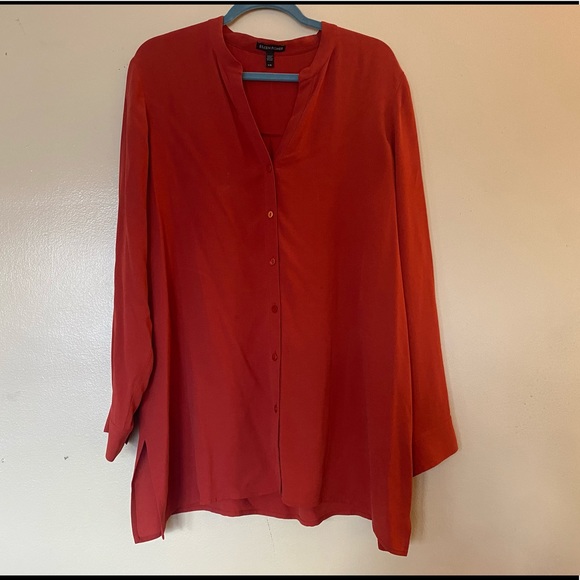 Eileen Fisher Silk Split Neck Blouse - Picture 6 of 10